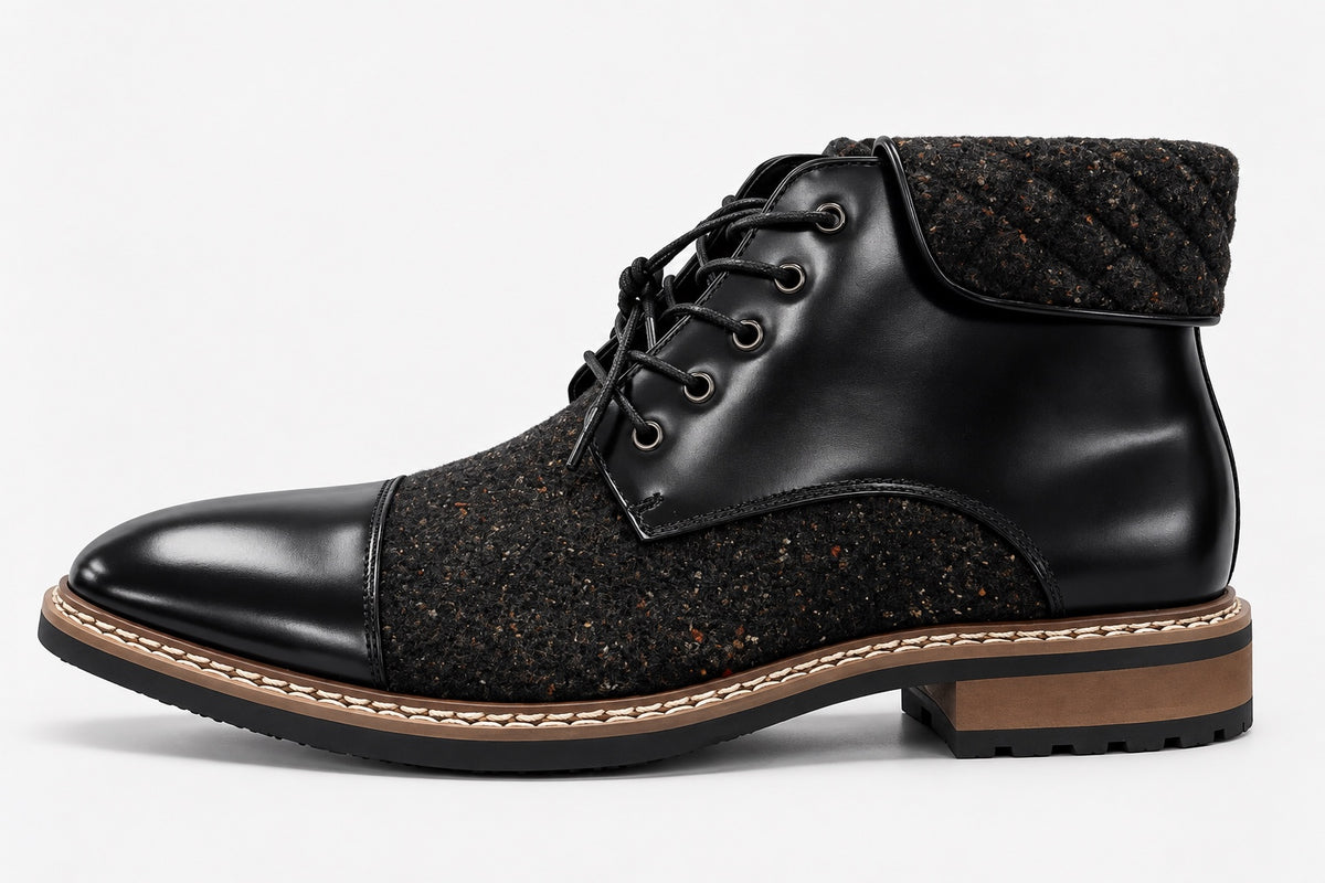 Giovanni black and charcoal cap-toe ankle boot - view 1